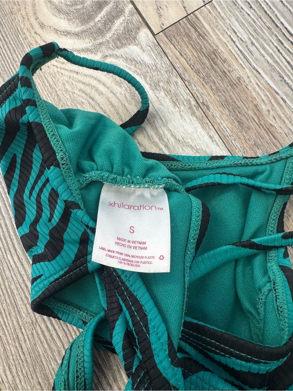 Xhilaration Teal and Black Zebra Ribbed Bikini Set - Picture 5 of 5